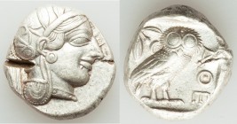 ATTICA. Athens. Ca. 440-404 BC. AR tetradrachm (25mm, 17.14 gm, 1h). XF, test cut. Mid-mass coinage issue. Head of Athena right, wearing crested Attic...
