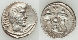 L. Titurius L.f. Sabinus (ca. 89 BC). AR denarius (19mm, 3.90 gm, 6h). VF. Rome. SABIN, bearded head of king Tatius right, palm branch before / L•TITV...