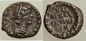 OSTROGOTHS. Athalaric (AD 526-534). AR quarter-siliqua (11mm, 0.63 gm, 6h). VF. Rome, in the name of Justinian I. D N IVSTI-NIAN AVG, pearl-diademed, ...
