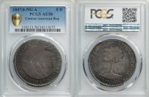 Central American Republic 8 Reales 1847/6 NG-A AU50 PCGS, Guatemala City mint, KM4. Displaying only light and even wear which stays pleasantly clear o...