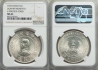 Republic Sun Yat-sen "Memento" Dollar ND (1927) MS63 NGC, KM-Y318a.1, L&M-49. Variety with 6-pointed stars. 

HID09801242017
