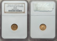 Republic gold Counterstamped 1/2 Escudo ND (1849-1857) XF45 NGC, KM80. Displaying Type VII Lion counterstamp on the obverse and reverse of a Central A...