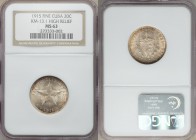 Republic "High Relief" 20 Centavos 1915 MS63 NGC, Philadelphia mint, KM13.1. Fine reeding variety.

HID09801242017