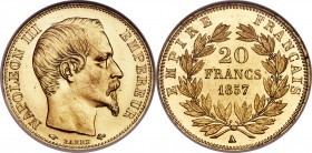 Napoleon III gold 20 Francs 1857-A MS64 NGC, Paris mint, KM781.1. Bare head type. Bright and Lustrous

HID09801242017