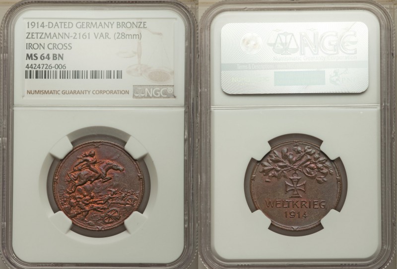 Empire copper "World War I Propaganda" Medal 1914 MS64 Brown NGC, Zetzmann-2161 ...