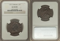George II 1/2 Penny 1750 AU58 Brown NGC, KM579.2. A well-engraved representative with rather Mint State details and just the slightest evidence of fri...