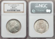 George III 1/2 Crown 1817 MS62 NGC, KM672, S-3788, ESC-2091. Large bust variety with D over T in DEI. A notably rare subvariety of this already quite ...