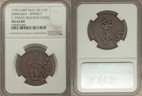 Middlesex copper 1/2 Penny Token 1795 MS62 Brown NGC, D&H-735. Issuer: Spence's. E: Spence Dealer in Coins. 

HID09801242017