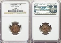 Victoria Proof 6 Pence 1893 PR65 NGC, KM779, S-3941. Veiled head type. Mintage: 1,312. A undeniably gem multicolored proof, painted in shades of peach...