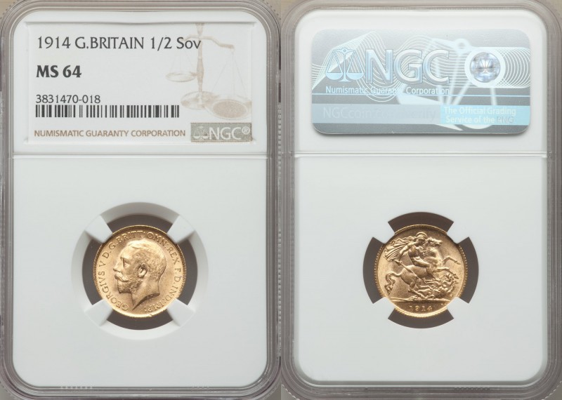 George V gold 1/2 Sovereign 1914 MS64 NGC, KM819.

HID09801242017