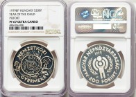 Republic silver Proof Piefort 200 Forint 1979 PR67 Ultra Cameo NGC, KM-P22. Struck to celebrate the International Year of the Child. 

HID09801242017