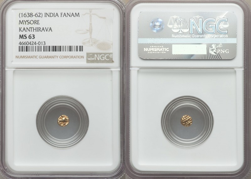 Mysore. Kanthirava gold Fanam ND (1638-1662) MS63 NGC, Fr-1338.

HID09801242017