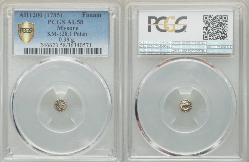 Mysore. Tipu Sultan gold Fanam AH 1200 (1785/6) AU58 PCGS, Patan mint, KM128.1. ...