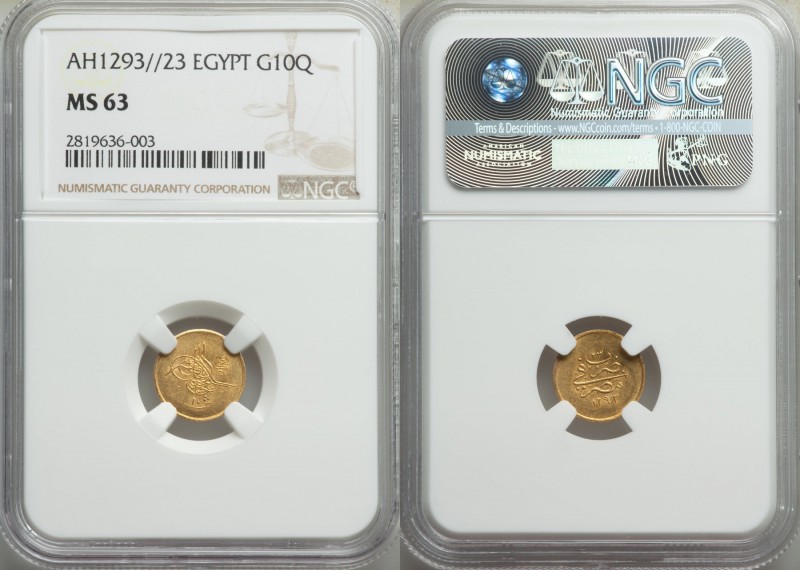 Ottoman Empire. Abdul Hamid II gold 10 Qirsh AH 1293 Year 23 (1897/8) MS63 NGC, ...