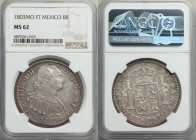 Charles IV 8 Reales 1803 Mo-FT MS62 NGC, Mexico City mint, KM109. Slightly prooflike mirroring in the fields with good luster, a crisp strike and ligh...