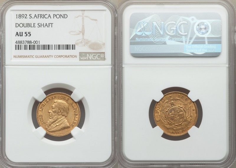 Republic gold "Double Shaft" Pond 1892 AU55 NGC, KM10.1. A widely collected type...