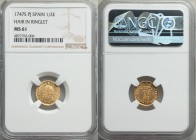 Ferdinand VI gold 1/2 Escudo 1747 S-PJ MS61 NGC, Seville mint, KM373. Well struck with some residual luster remaining, and an attractive lemon gold ch...