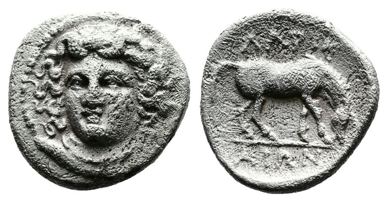 Thessaly. Larissa, circa 356‑342 BC. AR Obol (11 mm, 0.90 g.). Head of the nymph...