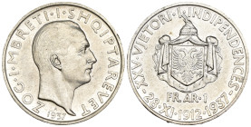 Albania - Zog I (1928-1939) - 1 Frang Ar 1937 R - 25 anni di indipendenza - Mint: Roma - Ag .835 - KM#18

SPEDIZIONE SOLO IN ITALIA - SHIPPING ONLY ...