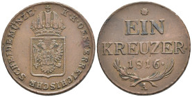 Austria - Franz II. (1804-1835) - 1 Kreuzer 1816 - Mint: Vienna - Cu - KM#2113

SPEDIZIONE SOLO IN ITALIA - SHIPPING ONLY IN ITALY

BB+
