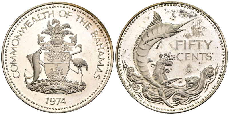 Bahamas - Elizabeth II (1952-2022) - 50 Cents 1974 - Mint: Wawa, Pennsylvania - ...