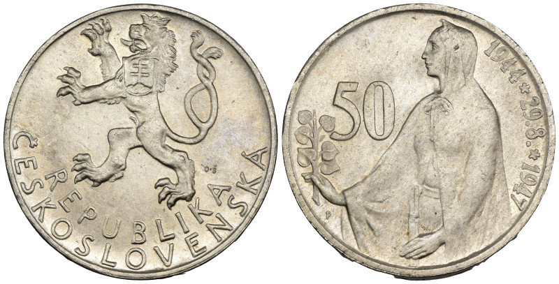 Cecoslovacchia - 50 Korun 1947 - 3° Anniversario della Rivolta Slovacca - Ag .50...