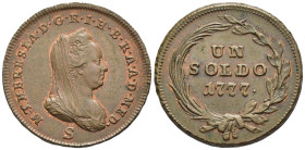 Ducato di Milano - Maria Teresa d'Asburgo (1740-1780) - Un Soldo 1777 S - Mint: Schmöllnitz - Cu, tracce di rame rosso - gr. 7,79 

SPEDIZIONE SOLO ...