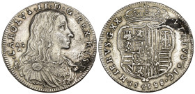 Napoli - Carlo II (1665-1700) - Tarì o 20 grana 1688 - legenda non interrotta in alto e sigle ravvicinate - Ag - gr. 3,90 - RARISSIMA - Montenegro 23...
