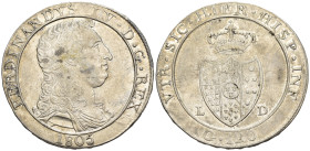 Napoli - Regno di Napoli - Ferdinando IV di Borbone (1759-1816) - Piastra da 120 Grana del 15° Tipo 1805 - R/ Stemma medio - Ag - Gigante 71c

SPEDI...