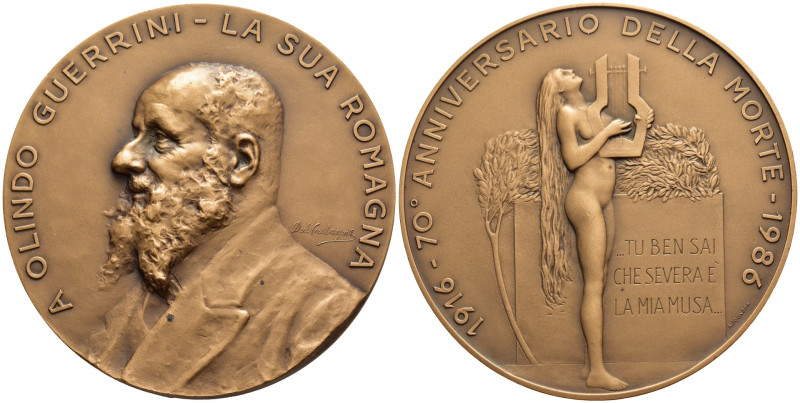 Olindo Guerrini (1845-1916) - Medaglia 1986 - 70° Anniversario della Morte - AE ...