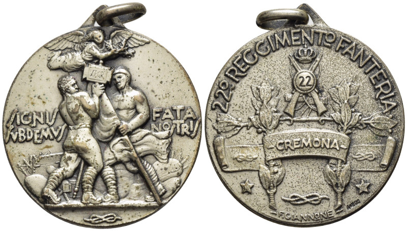 Militare - Medaglia - 22° Reggimento Fanteria “Cremona” - Ag - 31mm - con appicc...