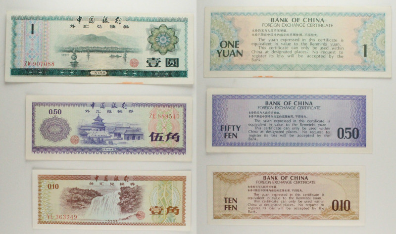 Cina - Lotto di 3 banconote (Foreign Exchange Certificate): 1 Yuan 1979 P#FX3 - ...