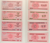 Corea del Nord - Lotto di 4 banconote: 50 Chon 1988 P#34 - 10 Chon 1988 P#33 - 5 Chon 1988 P#32 - 1 Chon 1988 P#31

SPEDIZIONE IN TUTTO IL MONDO - W...