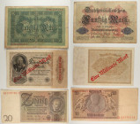 Germania - Lotto di 3 banconote: 50 Mark (Darlehenskassenschein) 1914 P#49 - 1.000.000.000 Marks 1923(sovrastampa su 1000 Mark P#82) P#113 - 20 Reichs...