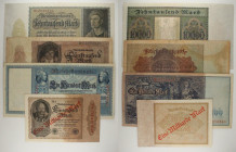 Germania - Lotto di 4 banconote: 10.000 Mark 1922 P#70 - 5000 Mark 1922 P#78 - 100 Mark ND (1908-1910) - 1 000 000 000 Marks 1923, overprint on 1000 M...