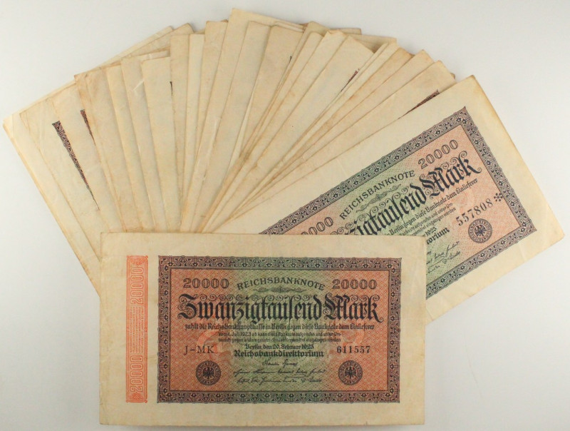 Germania - Repubblica di Weimar (1918-1933) - Lotto 25 banconote 20.000 Mark 192...