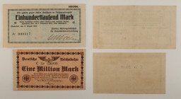 Germania - Lotto di 2 banconote: 1.000.000 Mark 1923 - 100.000 Mark 1923 - ottimo livello di conservazione.

SPEDIZIONE SOLO IN ITALIA - SHIPPING ON...