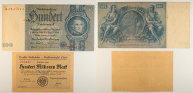 Germania - Lotto di 2 banconote: 100 Reichsmark 1935 P#183 - 100.000.000 Mark 1923 P#S1205

SPEDIZIONE SOLO IN ITALIA - SHIPPING ONLY IN ITALY