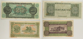 Grecia - Lotto di 2 banconote: 20 Drachmai 1940 P#315 - 25.000.000 Drachmai 1944 P#130

SPEDIZIONE SOLO IN ITALIA - SHIPPING ONLY IN ITALY

VF-EF