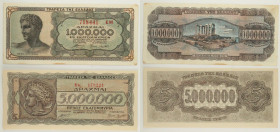Grecia - Occupazione delle forze dell'Asse (1941-1944) - Lotto di 2 banconote: 1.000.000 Drachmai 1944 P#127b(1) - 5.000.000 Drachmai 1944 P#128a(1)
...
