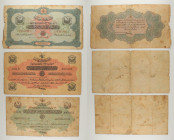 Impero Ottomano - Lotto di 3 banconote: 1 Livre 1331 (1915), Law of 30 March AH1331 P#69 - 1/2 Livre 1331 (1915) P#89 - 1/4 Livre 1331 (1915), Law of ...