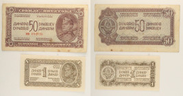 Jugoslavia - Lotto di 2 banconota 50 Dinara 1944 P#52 - 1 Dinar 1944 P#48

SPEDIZIONE SOLO IN ITALIA - SHIPPING ONLY IN ITALY

VF-AU
