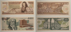 Messico - Lotto di 2 banconote: 1000 Pesos 1985 P#85 - 2000 Pesos 1987 P#86 (presenta 2 piccoli fori di spillo)

SPEDIZIONE IN TUTTO IL MONDO - WORL...