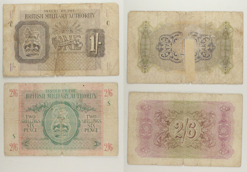 Regno Unito - British Military Authority - Lotto di 2 banconote: 1 Shilling ND (...