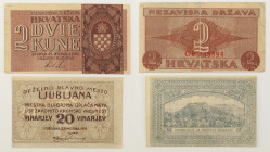 Mondiali - Lotto di 2 banconote: Croazia 2 Kune 1942 P#8 - Lubiana, Jugoslavia Notgeld 20 Vinarjev 1919

SPEDIZIONE SOLO IN ITALIA - SHIPPING ONLY I...