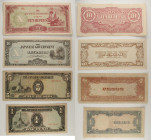 Occupazione Giapponese (1942-1944) - Lotto di 4 banconote Mondiali: Birmania 10 Rupees ND (1942-1944) P#16 - Filippine 10 Pesos 1942 P#108 - Filippine...