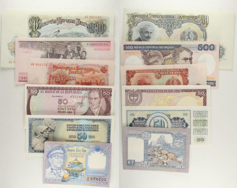 Mondiali - Lotto di 6 banconote: Nepal 1 Rupee ND (1973-1978) P#22(1) - Jugoslav...