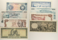 Mondiali - Lotto di 4 banconote: Cipro 250 Mils 1974 P#41 - Islanda 100 Kronur 1961 P#44 - Spagna 100 Pesetas 1970 P#152 - Grecia 50 Drachmai 1955 P#1...