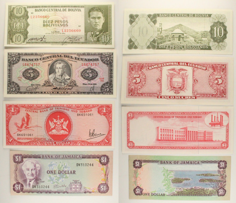 Mondiali - Lotto di 4 banconote: Bolivia 10 Pesos Bolivianos 1962 P#154 - Ecuado...