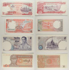 Mondiali - Lotto di 4 banconote: Cambodia 500 Riels ND (1996-1998) P#43 - Sri Lanka 5 Rupees 1982 P#91 - Thailandia 5 Baht ND (1969-1973) P#82 - Birma...